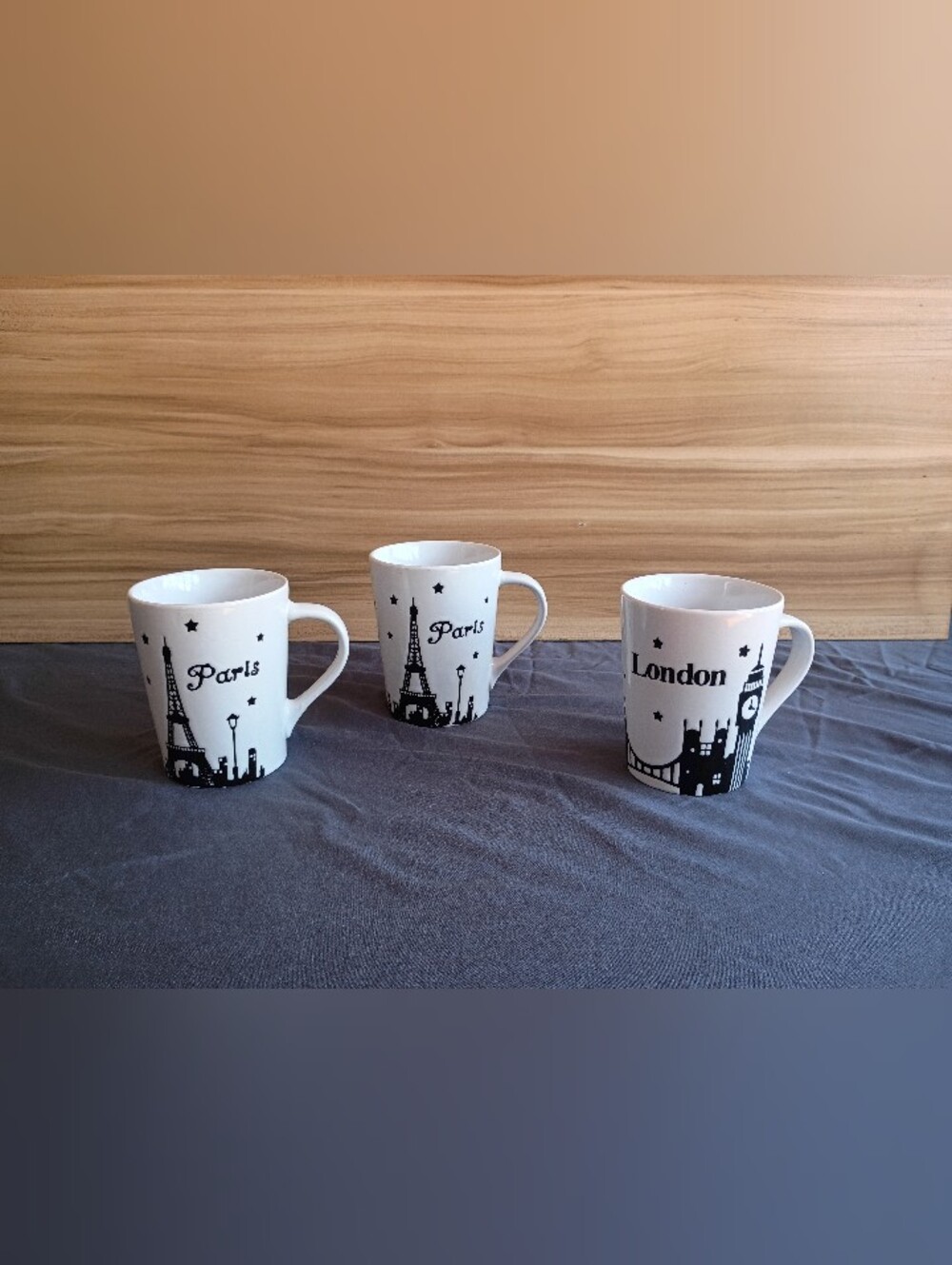 White Cityscape Ceramic Mug Set - Paris & London